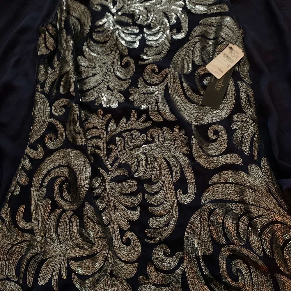 NEW Laundry By Shelli Segal Navy & Silver Dress - Picture 10 of 12